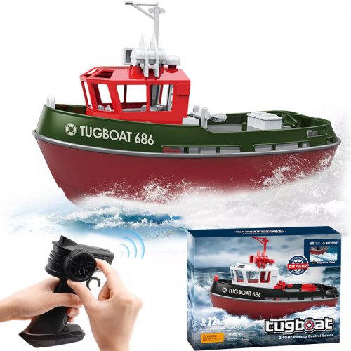 Радиоуправляемый буксир Tugboat черный 2.4G 1:72 — HL-3800-G, фото 1