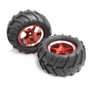 Колеса в сборе с алюминиевыми дисками и тракторной резиной для моделей Remo Hobby 1/16 RH1631 — A6973-R