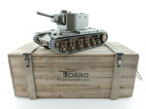 Pадиоуправляемый танк Torro КВ-2 1/16 2.4G, СССР, зеленый, ВВ-пушка, деревянная коробка — TR1112438785, фото 1