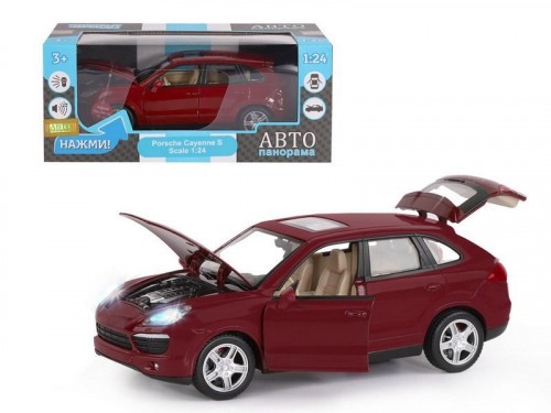 Машина АВТОПАНОРАМА Porsche Cayenne S, бордовый, 1/24, в/к 24,5х12,5х10,5 см — JB1251131, фото 1