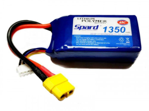 Li-Po аккумулятор 11.1 V, 1350 mAh XT60 40C для радиоуправляемых моделей — R-1360, фото 1