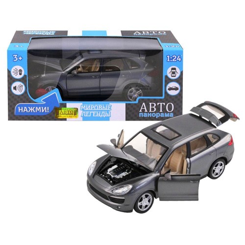 Машина АВТОПАНОРАМА Porsche Cayenne S, серый, 1/24, свет, звук, в/к 24,5х12,5х10,5 см — JB1200119, фото 1