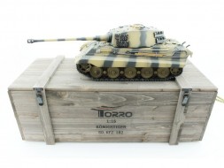 Радиоуправляемый танк Torro King Tiger (башня Henschel) 1/16 2.4G, ИК-пушка, деревянная коробка — TR1112200700