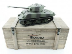 Радиоуправляемый танк Torro Sherman M4A3 76mm, 1/16 2.4G, ИК-пушка, деревянная коробка — TR1114113065